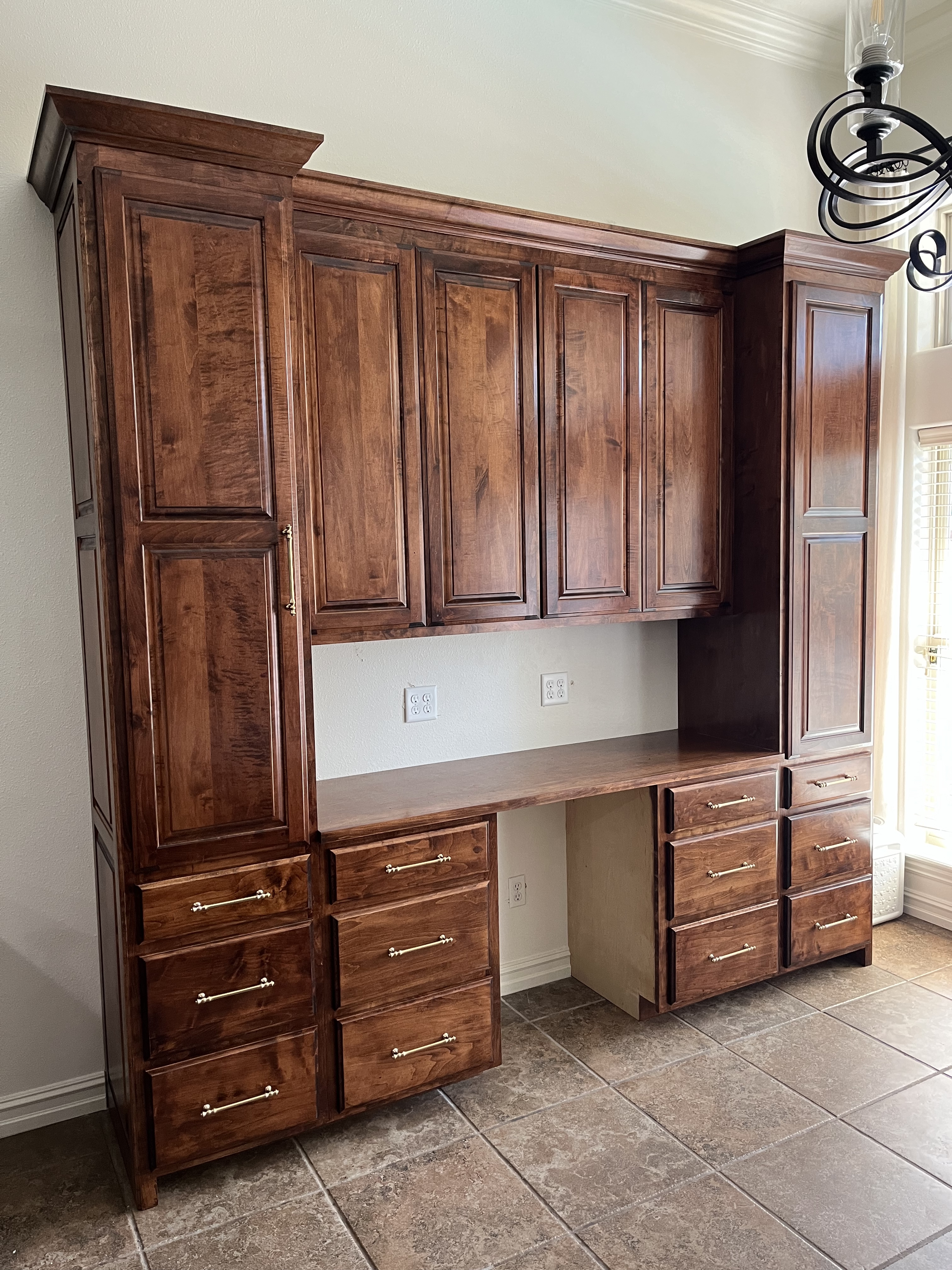 Stained alder home office built in